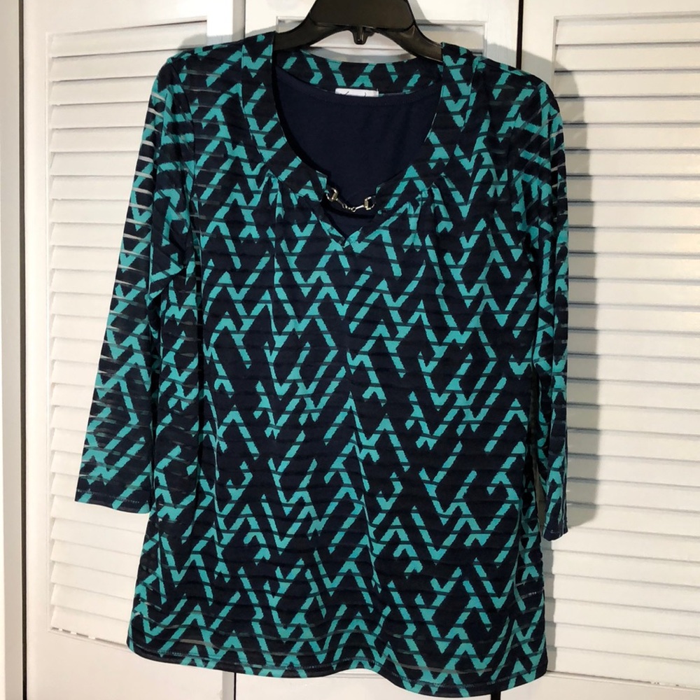 Kim Rogers 2 piece green/blue top size Medium